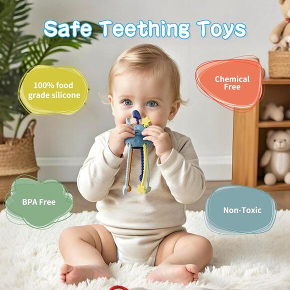 Montessori Pull String Sensory Toy for 6-12-18 Months Babies Teething Toys(1 Set - Picture 5 of 13